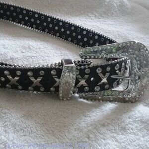 Black & Chrome & Glitter XXXXXXXX large Designer Belt